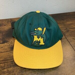 Madison Muskies Mens Sz 7 Ball Cap Made USA Hat DeLong Vtg Green Yellow MiLB HTF